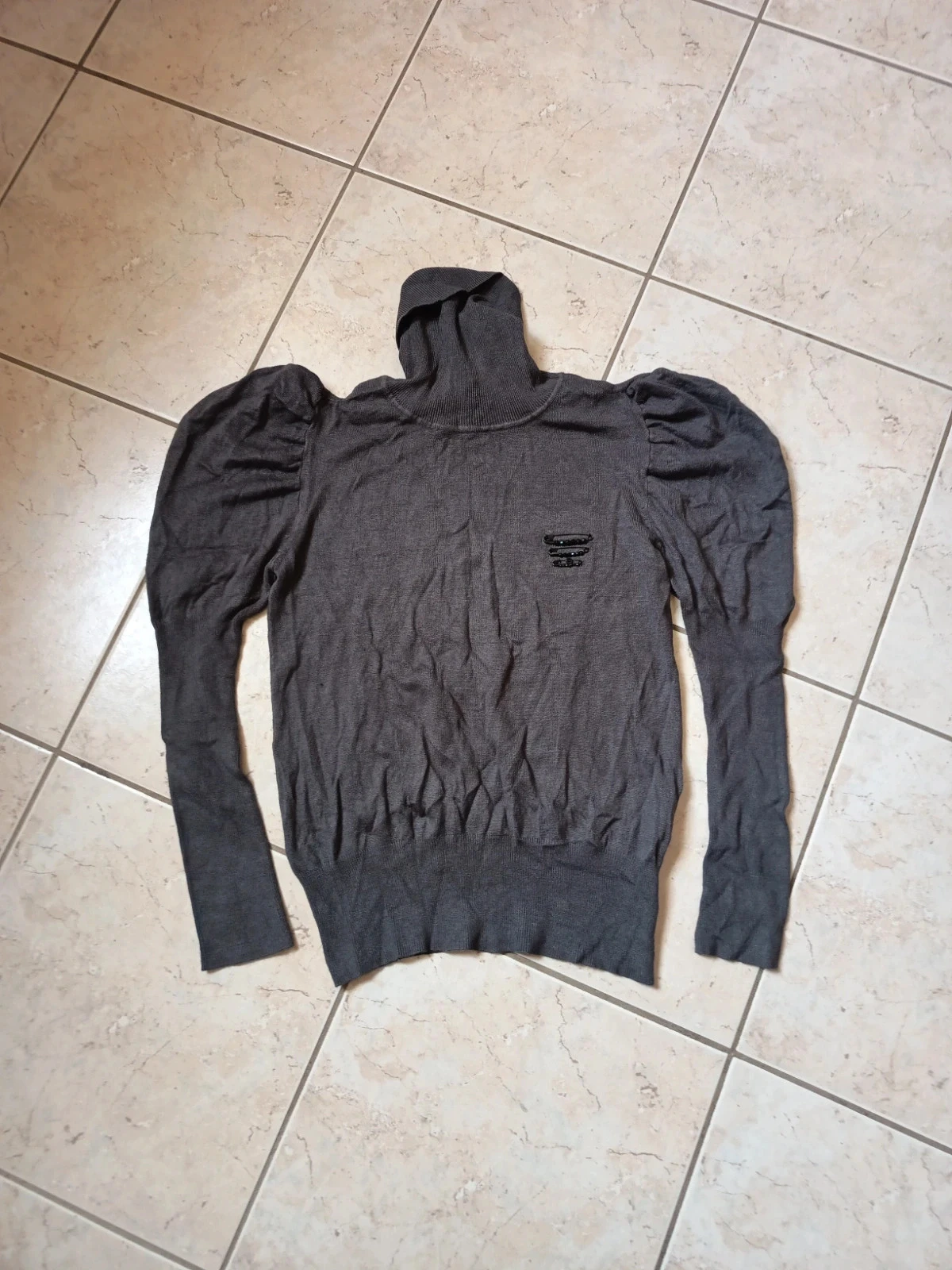 Pull col roulé gris Elite